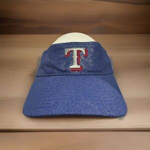 Texas Rangers MLB Women's Sparkle Visor Hat Cap Blue Adjustable Strap '47 Brand